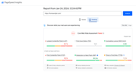 Failed Google PageSpeed Insights test